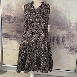 Nine West Sleeveless Black/Cream Button-Down Dress Size small NWT